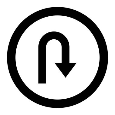 Sola vektör simgesine dön. biçim iki renkli düz sembol, siyah ve beyaz renkler, yuvarlak açılar, gri