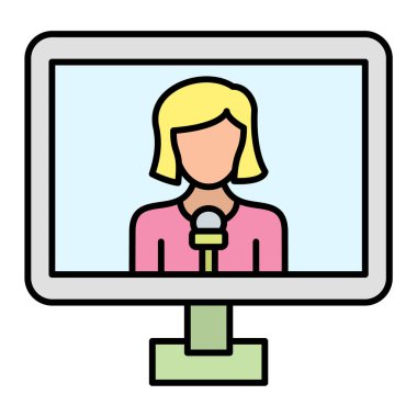 Muhabir. Web simgesi basit illüstrasyon