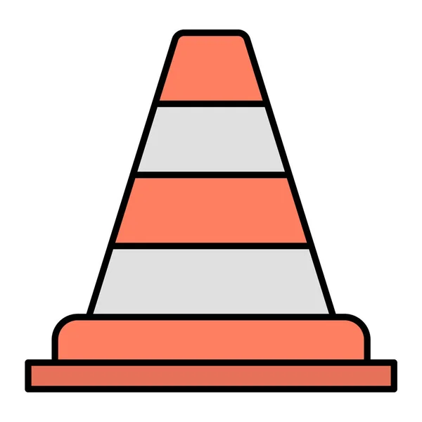 白い背景のベクトル図に分離されたフラット スタイルのトラフィック コーン アイコン — ストックベクタ