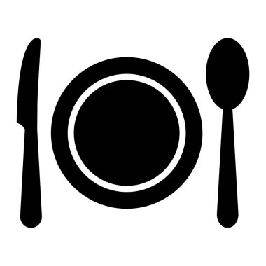 Kaşık ve tabak. Web simgesi basit tasarım