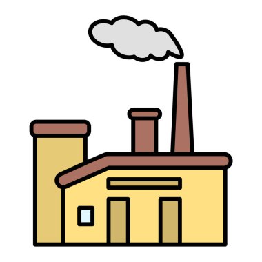 Fabrika binası ikon vektör çizimi tasarımı