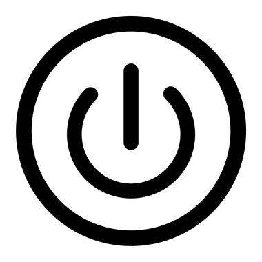 Güç vektör simgesi. biçim düz yuvarlak kare düğmedir, kırmızı ve siyah renkler, beyaz arkaplan