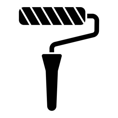 Boya silindiri ikonu. Beyaz arkaplanda izole edilmiş web tasarımı için fırça vektör simgelerinin basit çizimi