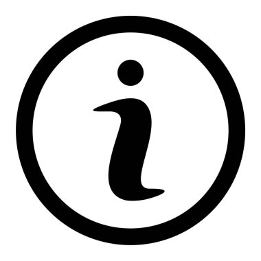 Bilgi yuvarlak simgesi. Bu düz tasarım pürüzsüz mavi renkler kullanır.