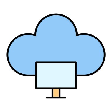 Bulut hesaplama teknolojisi ikon vektör çizimi tasarımı