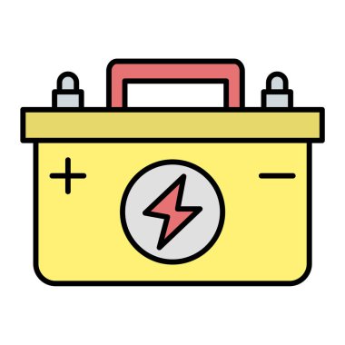 Araba aküsü simgesi. Web için elektrik dolgu vektör simgelerinin özet çizimi