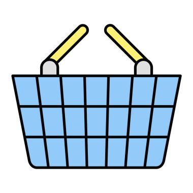 Alışveriş sepeti ikonu. Beyaz arkaplanda izole edilmiş web tasarımı için süpermarket arabası vektör simgelerinin basit çizimi