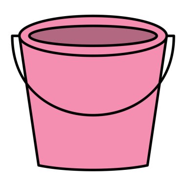 Su dolu kova ve bitki kabı vektör çizim tasarımı