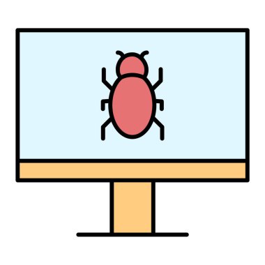 Virüs böceği ikon vektörü. İnce çizgi işareti. izole edilmiş sınır sembolü çizimi