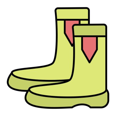 Lastik bot ikonu. Çizme vektör çiziminin karikatürü. beyaz arkaplanda izole