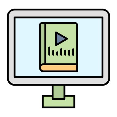 Video kamera simgesi. Web için dizüstü bilgisayar vektör simgelerinin özet çizimi