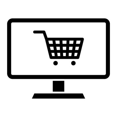 Alışveriş arabası ikonu. siyah ve beyaz resimleme.