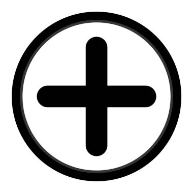 Artı çapraz simge. bu düz yuvarlak sembol gri arkaplanda kırmızı ve beyaz renklerle çizilir.