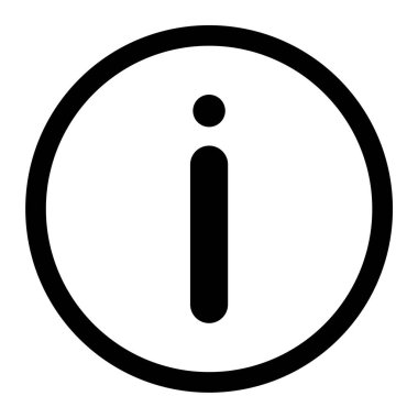 Bilgi vektör simgesi. Bu yuvarlak düz sembol gri bir arka plan üzerinde siyah ve beyaz renklerle çizilir