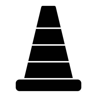 Yol konisi simgesi. Beyaz arkaplanda izole edilmiş web tasarımı için basit trafik vektör simgeleri çizimi
