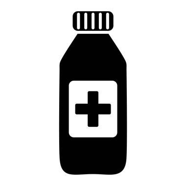 İlaç şişesi ikonu. Web tasarımı için uyuşturucu vektör simgelerinin basit illüstrasyonu