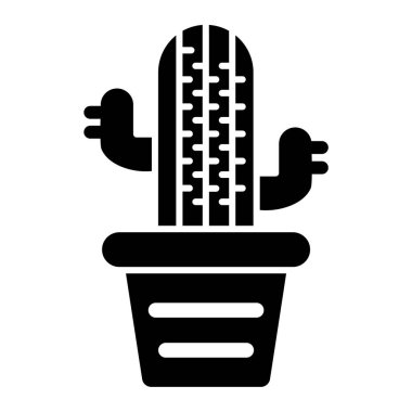 Beyaz arka planda izole edilmiş yassı bir kaktüs simgesi. yaz sembolü çizimi.
