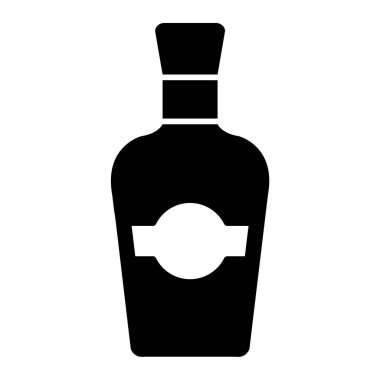 Şarap şişesi ikonu. Beyaz arkaplanda izole edilmiş web tasarımı için alkol içeceği vektör simgelerinin basit bir gösterimi