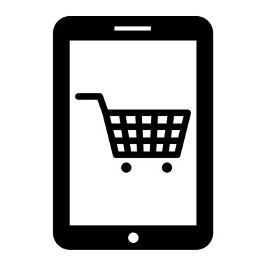 alışveriş arabası vektör çizimi olan cep telefonu