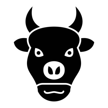 İnek kafası ikonu. Web tasarımı için boğa yüzlü vektör simgelerinin basit bir gösterimi