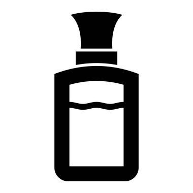 Parfüm şişesi ikonu. Beyaz arkaplanda izole edilmiş web tasarımı için sprey fırçası vektör simgelerinin basit çizimi