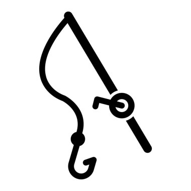 Balık kancası ikonu. Beyaz üzerinde vinç vektör çizim sembolü ana hatları.