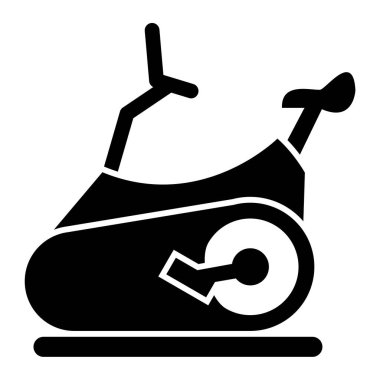 Fitness ve egzersiz bisikleti ikonu. Ağ için dambıl vektör simgeleriyle bisikletin basit illüstrasyonu