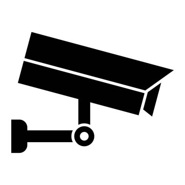 Güvenlik kamerası simgesi. Beyaz arkaplanda izole edilmiş web tasarımı için CCTV izleme vektör simgelerinin basit çizimi