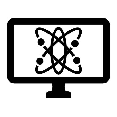 Atom simgesi vektörü web ve mobil uygulama tasarımınız için beyaz arkaplanda izole edildi, bilim logosu kavramı