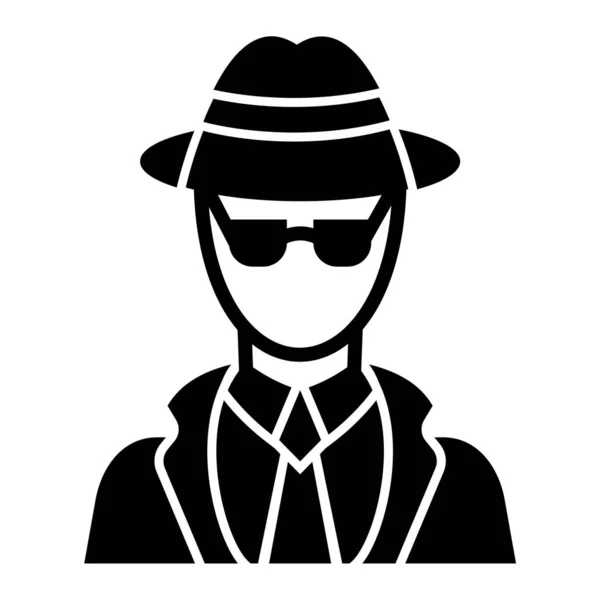 Detective Vector Glifo Icono Plano — Vector de stock