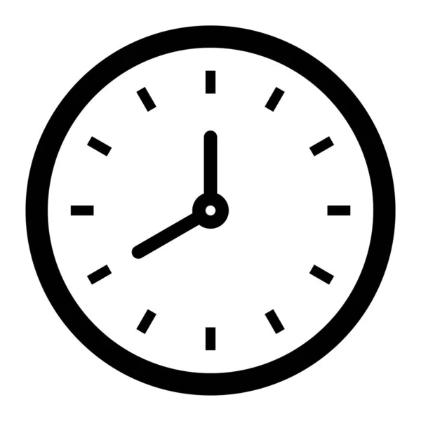 Reloj Icono Vector Estilo Bicolor Símbolo Plano Colores Blanco Negro — Vector de stock