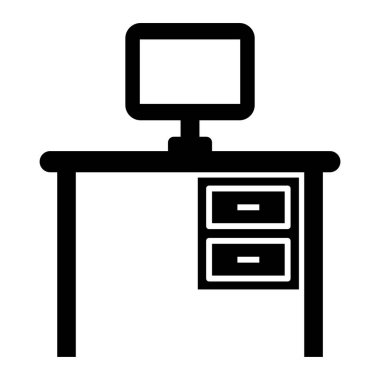 Ofis masası ikonu. vektör illüstrasyonu