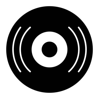 Vinil plak ikonu. özet müzik diski vektör çizimi sembolü.