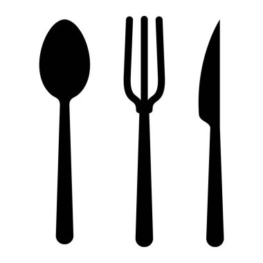 kaşık ve çatal ikonu. vektör illüstrasyonu