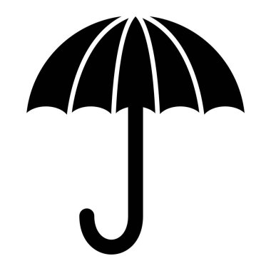 şemsiye, düz vektör, siyah resim. 