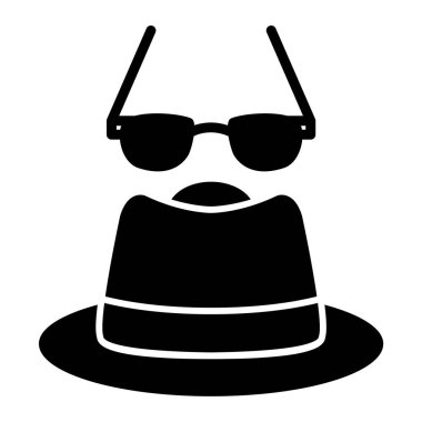 Güneş gözlüğü ve şapka ikonu. siyah ve beyaz vektör çizimi