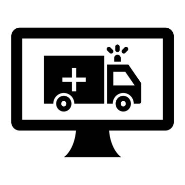 Ambulans. Web simgesi basit illüstrasyon