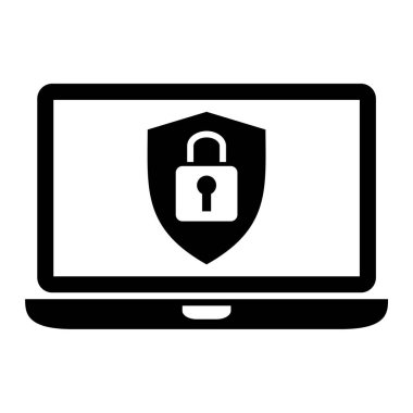 asma kilit vektör illüstrasyon grafik tasarımı ile bilgisayar güvenlik kalkanı