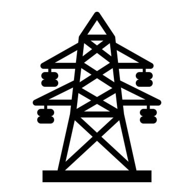 Elektrik güç kulesi simgesi. Web için elektrik enerji vektör simgelerinin özet çizimi