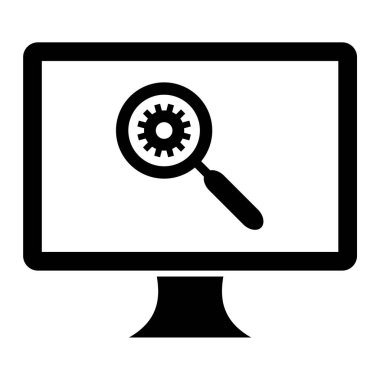 büyüteç ve büyüteç vektör illüstrasyon tasarımlı dizüstü bilgisayar