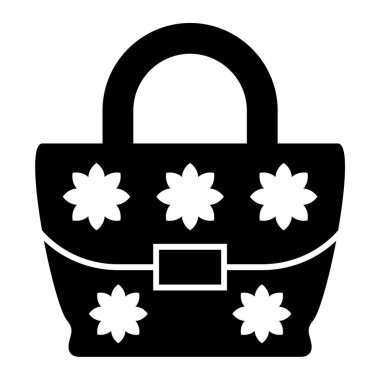 kadın çanta web simgesi basit illüstrasyon