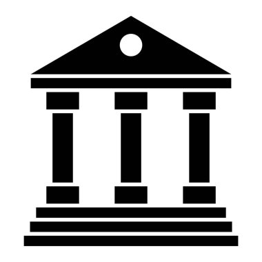 Banka binası simgesi basit bir şekilde izole edilmiş arkaplan