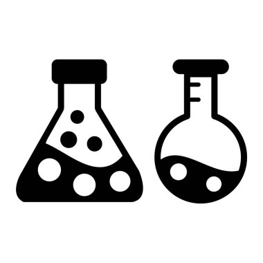 Test tüpleri ikon vektörü. Kimya şişesi işareti. izole edilmiş sınır sembolü çizimi