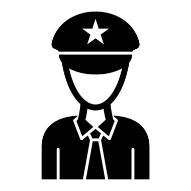 Beyaz arka planda izole edilmiş polis simgesi. ordu sembolü illüstrasyon.