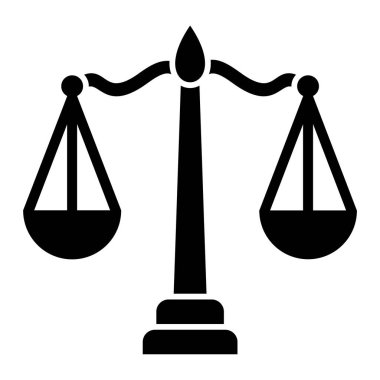 Adalet terazisi simgesi. Web için basit hukuk mahkemesi vektör simgeleri illüstrasyonu