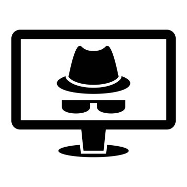 Bilgisayar monitörü simgesi. siyah ve beyaz resimleme.