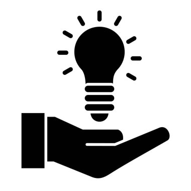 Işık vektör simgesi ile el ele tutuşan ampul