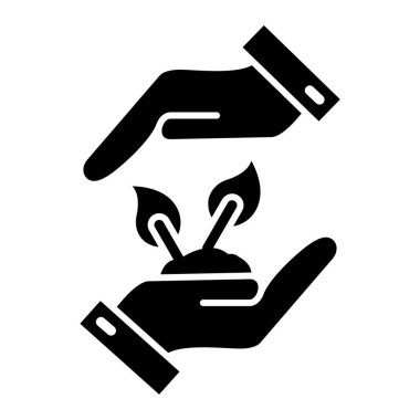 Bir bitki ikonunu tutan el. vektör illüstrasyonu