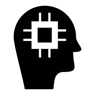 Beyin çipi. Web simgesi basit illüstrasyon