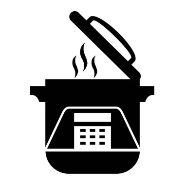 Mutfak gereçleri simgesi. Web için yiyecek saksısı vektör simgelerinin basit çizimi